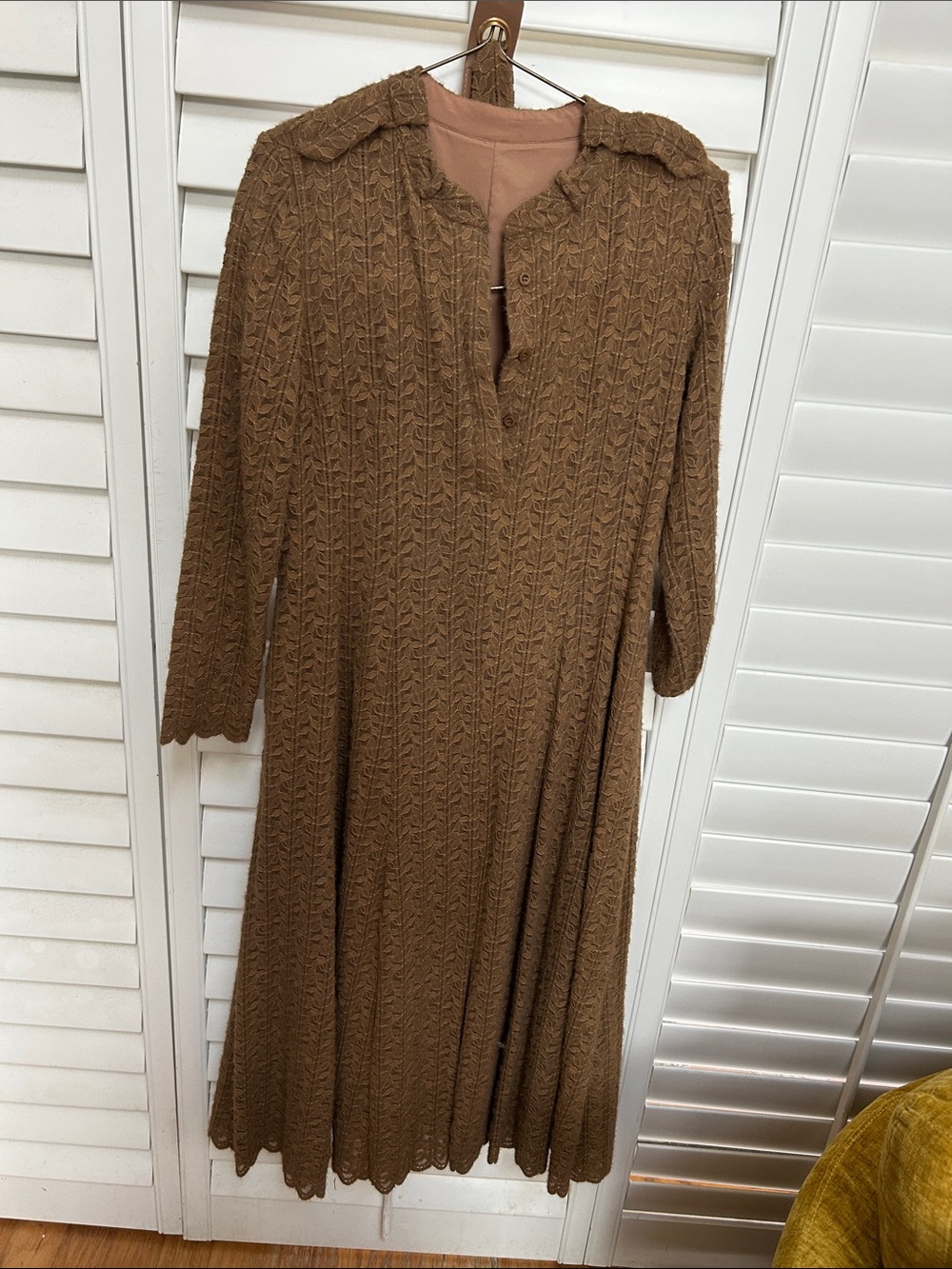 Women's Knit Collared Fit-and-Flare Dress in Brown